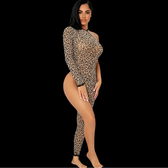 Leopard Mesh Body Stocking - Picture 2 of 4